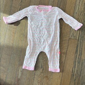 Magnetic Me Pink and White Striped Footie